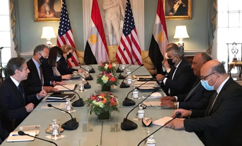 لقاء وزير الخارجية المصري مع نظيره الأمريكي